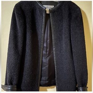Carlisle Black Teddy Jacket with Leather Trim